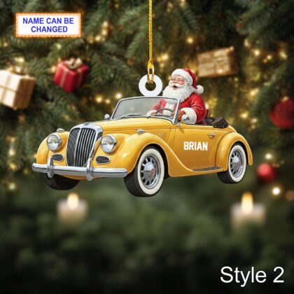 Custom Name Santa Drives Car Personalized Ornament – Christmas Tree Hanging Decor - Image 4
