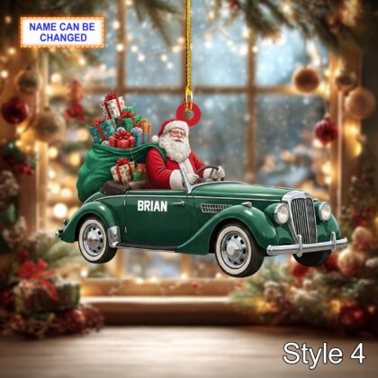 Custom Name Santa Drives Car Personalized Ornament – Christmas Tree Hanging Decor - Image 6