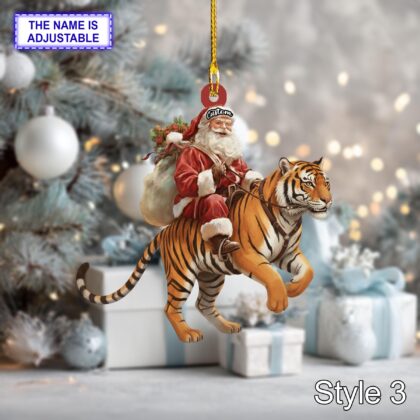 Santa riding Tiger acrylic 2D flat Christmas ornament – festive tree hanging acrylic holiday decoration - Image 5