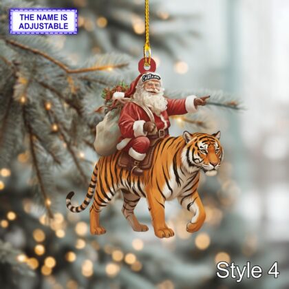 Santa riding Tiger acrylic 2D flat Christmas ornament – festive tree hanging acrylic holiday decoration - Image 6