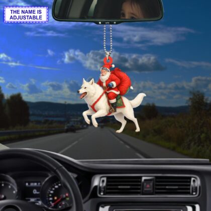 Santa riding Wolf acrylic 2D flat Christmas ornament – festive tree hanging acrylic holiday decoration - Image 4