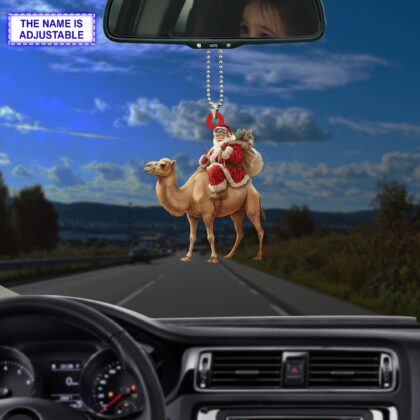 Santa riding Camel acrylic 2D flat Christmas ornament – festive tree hanging acrylic holiday decoration - Image 3