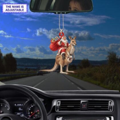 Santa riding Kangaroo acrylic 2D flat Christmas ornament - Image 3