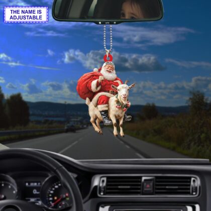 Santa riding Mountain Goat acrylic 2D flat Christmas ornament - Image 3