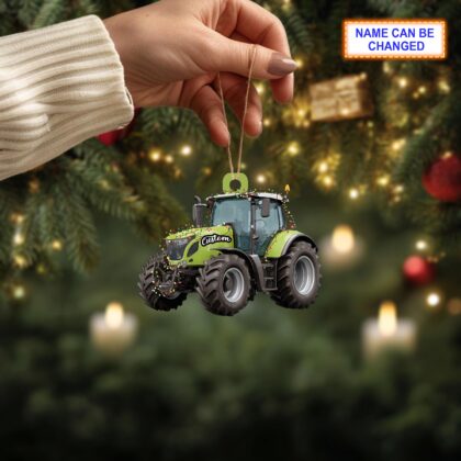Farmer Tractor acrylic 2D flat Christmas ornament – festive tree hanging acrylic holiday decoration - Image 2