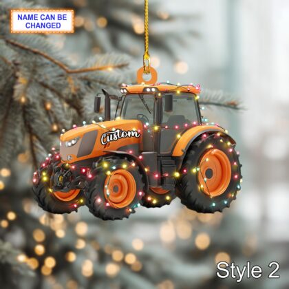 Farmer Tractor acrylic 2D flat Christmas ornament – festive tree hanging acrylic holiday decoration - Image 5