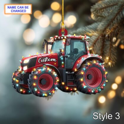 Farmer Tractor acrylic 2D flat Christmas ornament – festive tree hanging acrylic holiday decoration - Image 4