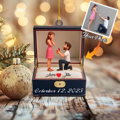 Personalized Engagement Ornament – First Christmas Engaged Acrylic Keepsake