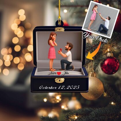 Alternative view of Personalized Engagement Ornament – First Christmas Engaged Acrylic Keepsake