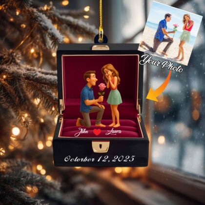 Personalized Engagement Ornament – First Christmas Engaged Acrylic Keepsake - Image 3