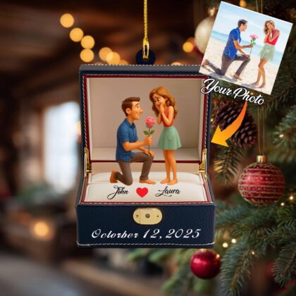 Personalized Engagement Ornament – First Christmas Engaged Acrylic Keepsake - Image 4