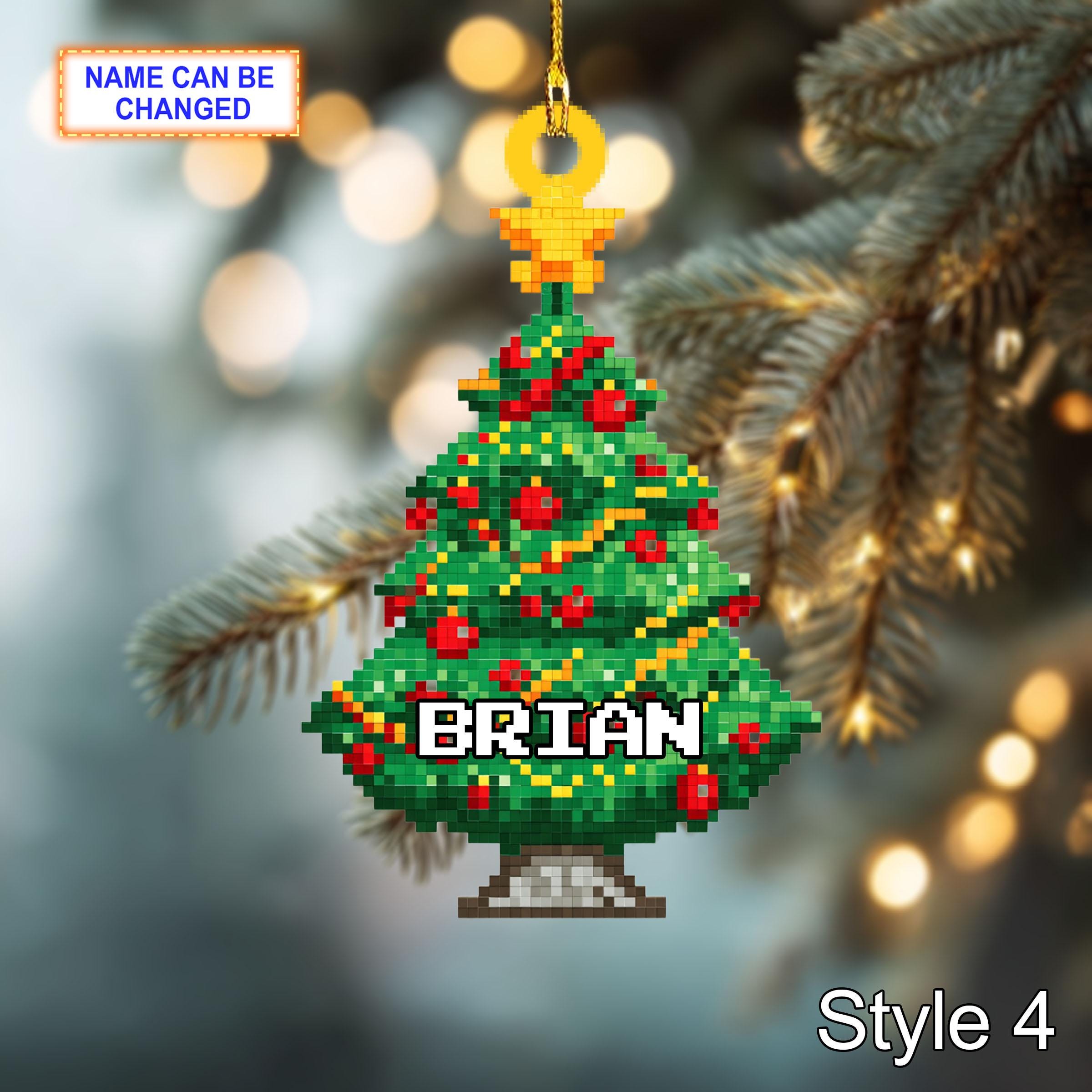Custom Name Pixel Christmas Tree Personalized Ornament – Christmas Tree Hanging Decor - Image 6