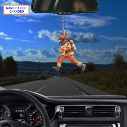 Custom Name Firefighter Christmas Ornament – Holiday Tree Hanging Decor - Image 3