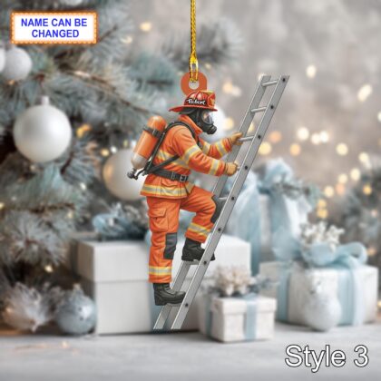 Custom Name Firefighter Christmas Ornament – Holiday Tree Hanging Decor - Image 5