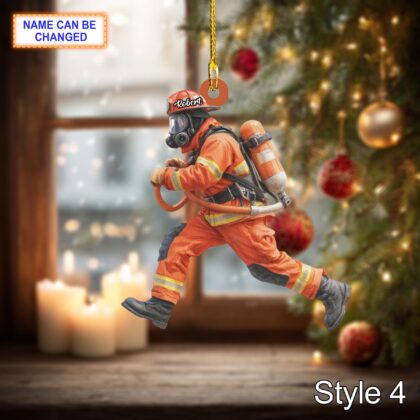 Custom Name Firefighter Christmas Ornament – Holiday Tree Hanging Decor - Image 6