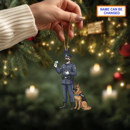 Custom Name Police Christmas Ornament – Holiday Tree Hanging Decor - Image 2