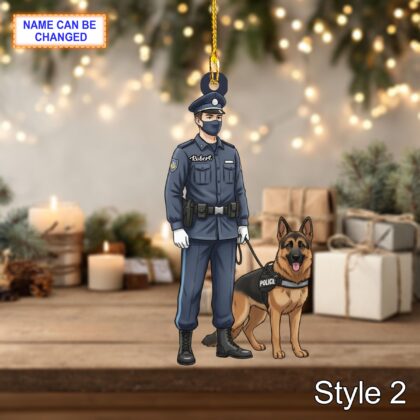 Custom Name Police Christmas Ornament – Holiday Tree Hanging Decor - Image 4