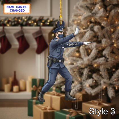 Custom Name Police Christmas Ornament – Holiday Tree Hanging Decor - Image 5