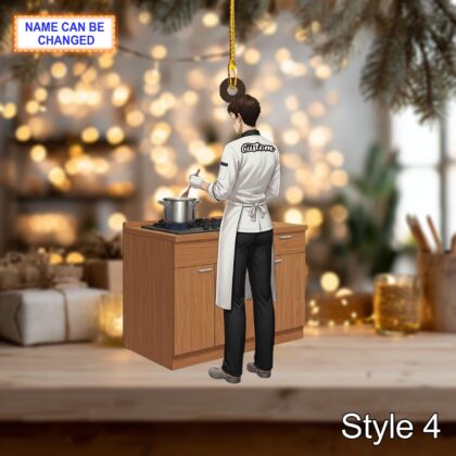 Custom Name Chef Christmas Ornament – Holiday Tree Hanging Decor - Image 6