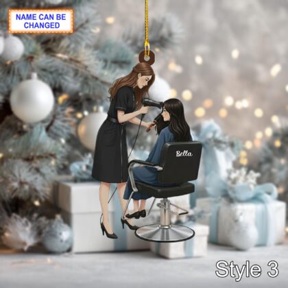 Custom Name Barber Christmas Ornament – Holiday Tree Hanging Decor - Image 5