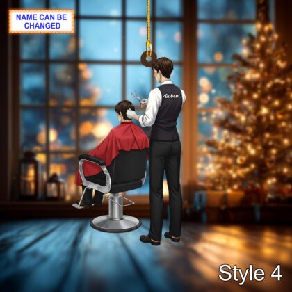 Custom Name Barber Christmas Ornament – Holiday Tree Hanging Decor - Image 6