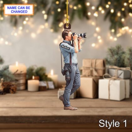 Custom Name Photographer Christmas Ornament – Holiday Tree Hanging Decor