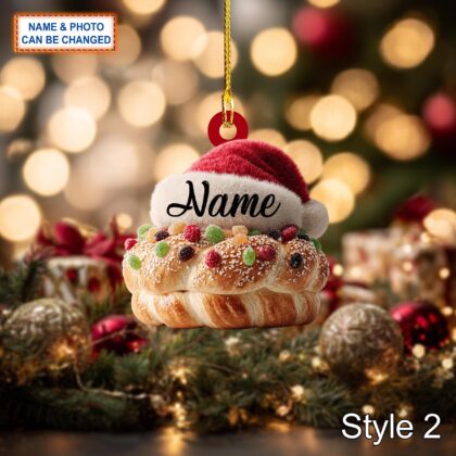 Alternative view of Custom Name Cake Rosca de Reyes Mexico Personalized Ornament