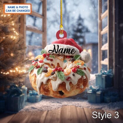 Custom Name Cake Rosca de Reyes Mexico Personalized Ornament - Image 3