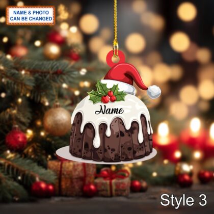 Custom Name Cake Christmas Pudding Personalized Ornament - Image 3