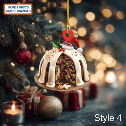 Custom Name Cake Christmas Pudding Personalized Ornament - Image 4