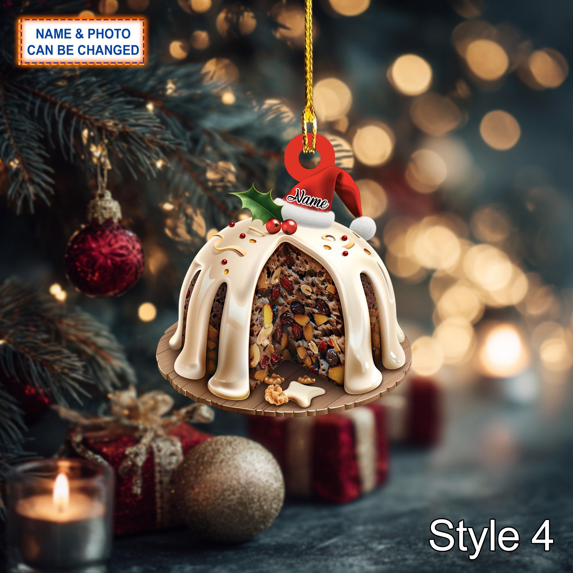 Custom Name Cake Christmas Pudding Personalized Ornament - Image 4
