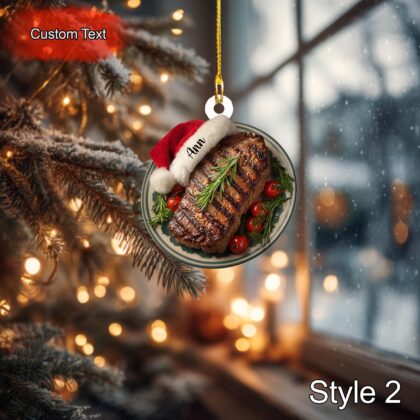 Custom Roast Beef Christmas Ornament – 2D Flat Acrylic Personalized Holiday Decoration - Image 2