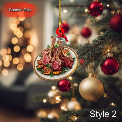 Custom Roasted Lamb Christmas Ornament – 2D Flat Acrylic Personalized Food Ornament - Image 2