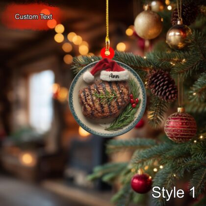 Custom Roast Beef Christmas Ornament – 2D Flat Acrylic Personalized Holiday Decoration