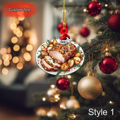 Custom Roasted Pork Loin with Apple Stuffing Christmas Ornament