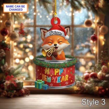 Custom Name Happy New Year Fox Personalized Ornament – Christmas Tree Hanging Decor - Image 5