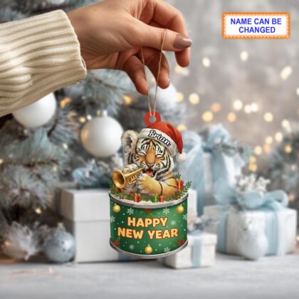 Custom Name Happy New Year Tiger Personalized Ornament – Christmas Tree Hanging Acrylic Decor - Image 3