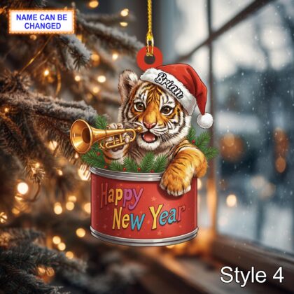 Custom Name Happy New Year Tiger Personalized Ornament – Christmas Tree Hanging Acrylic Decor - Image 6