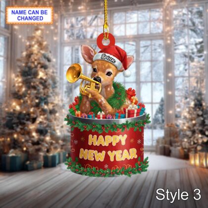 Custom Name Happy New Year Deer Personalized Ornament – Christmas Tree Hanging Decor - Image 5