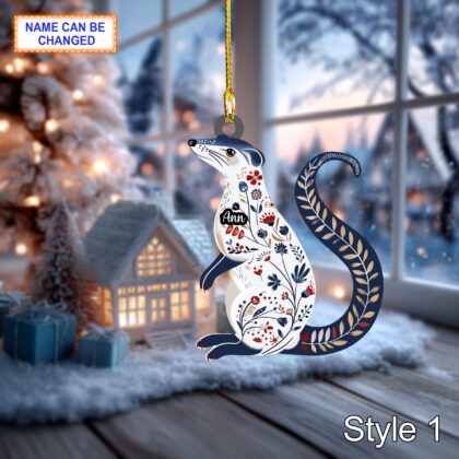 Custom Name Scandinavian Stoat Ermine Personalized Ornament