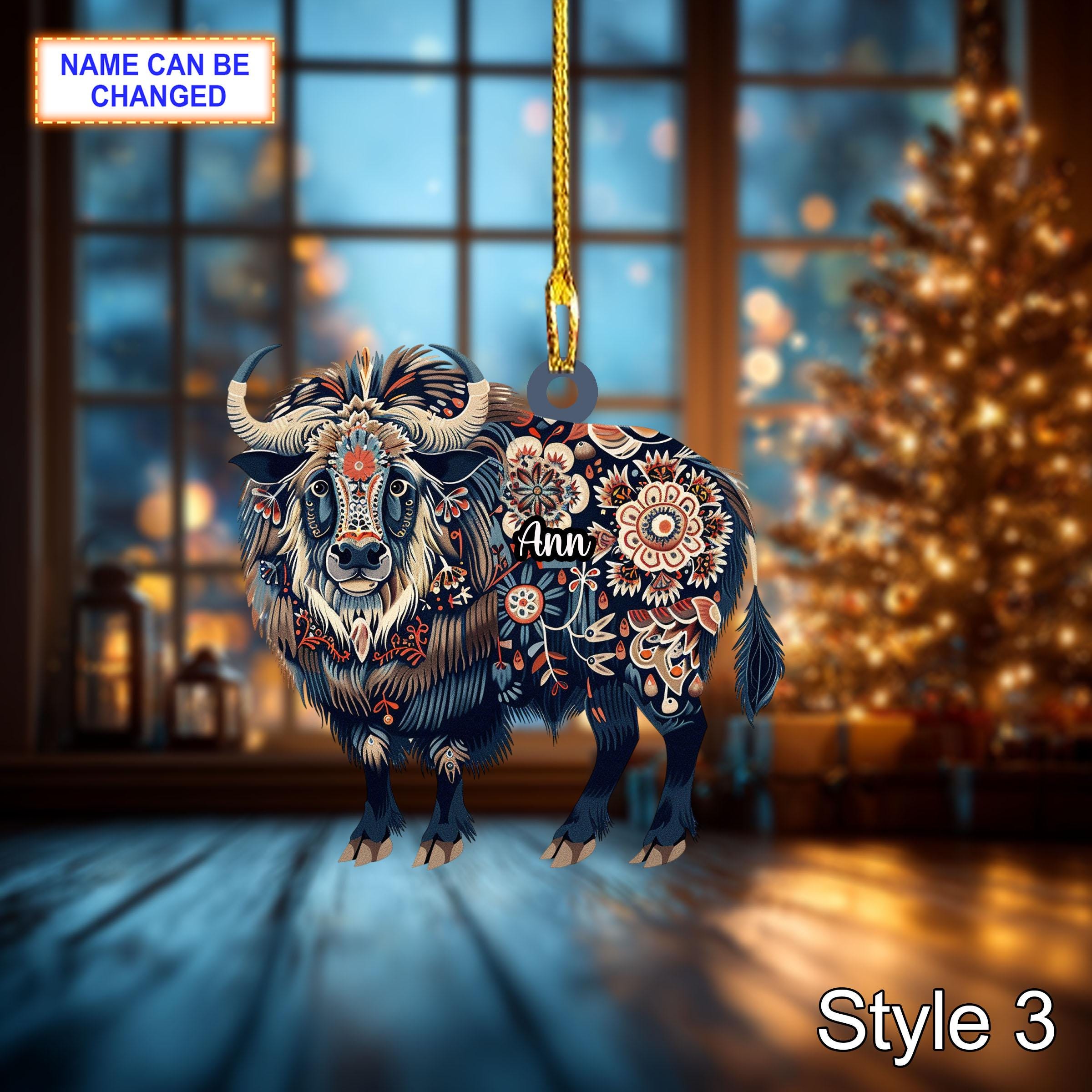 Custom Name Scandinavian Style Musk Ox Personalized Ornament - Image 3