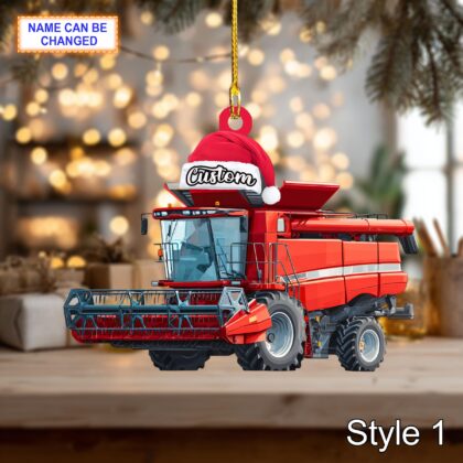 Farmer Combine Harvester acrylic 2D flat Christmas ornament