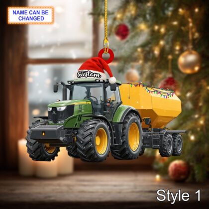 Farmer Lime Spreader acrylic 2D flat Christmas ornament