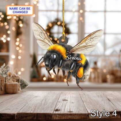 Custom Name Dry Pressing Bee Personalized Holiday Ornament - Image 6