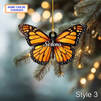 Custom Name Dry Pressing Butterflies Personalized Ornament - Image 5