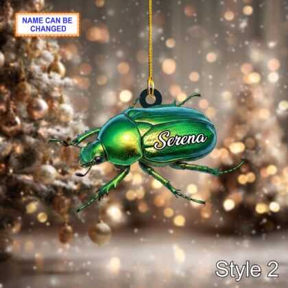 Custom Name Dry Pressing Cetonia Aurata Personalized Ornament - Image 4