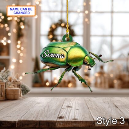 Custom Name Dry Pressing Cetonia Aurata Personalized Ornament - Image 5