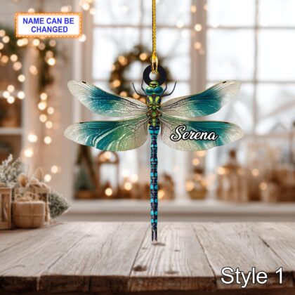 Custom Name Dry Pressing Dragonfly Personalized Ornament