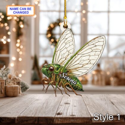 Custom Name Dry Pressing Cicada Personalized Holiday Ornament