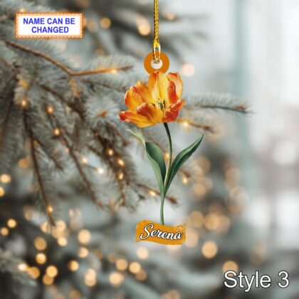 Custom Name Dry Pressing Tulip Personalized Ornament – Christmas Tree Hanging Decoration - Image 5